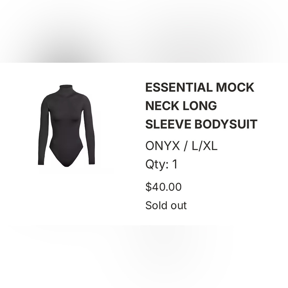 SKIMS Black Mock Neck Long Sleeve Bodysuit